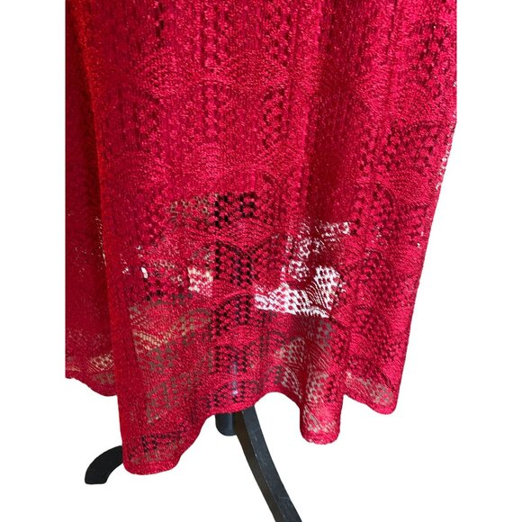 ✌️ 2/$40 ✌️ Red Lace Mid Length Sleeveless Dress sz 6 - Picture 3 of 6
